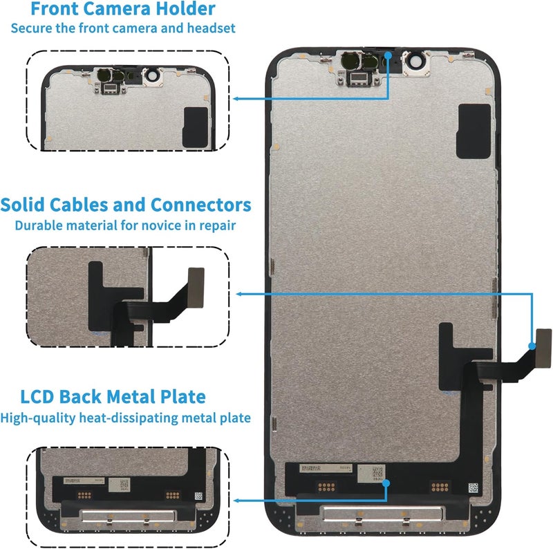 Ayake Store for iPhone 16e Screen Replacement, 6.1 inch FHD LCD Display and Touch Digitizer Screen, True Tone Programmable, Face ID Remains (for A3212, A3408, A3410, A3409) - Image 2